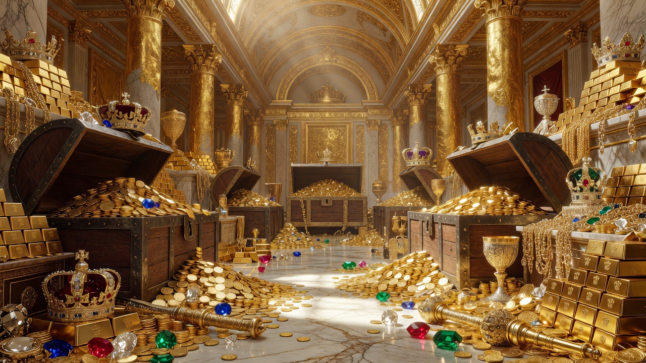 The Golden Treasury room shining with countless royal riches